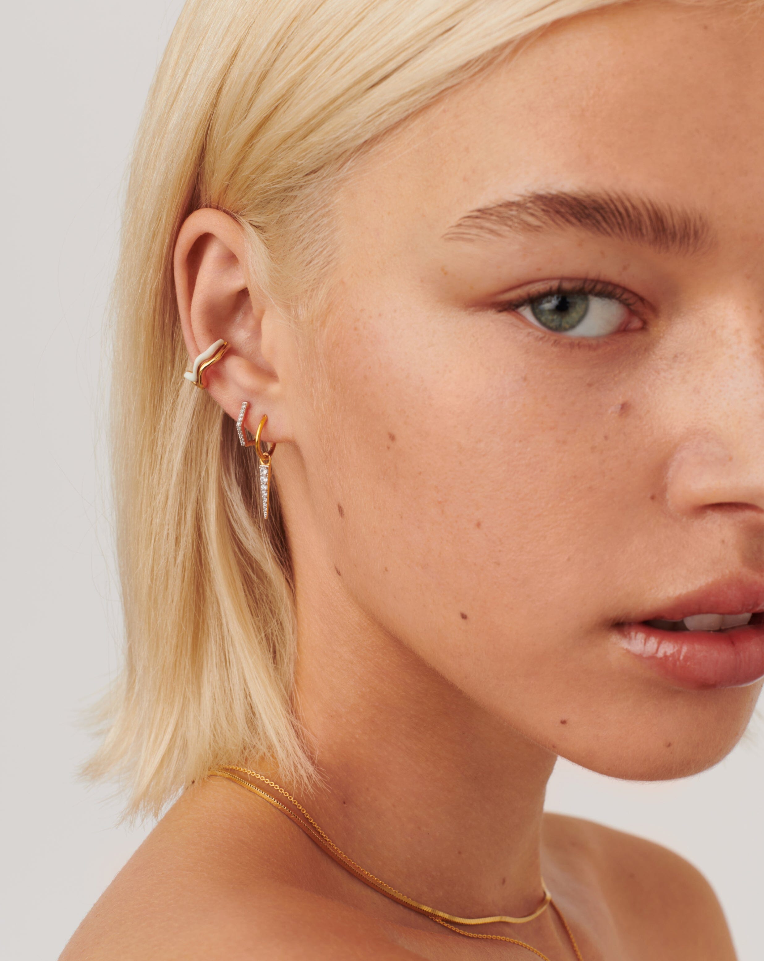 Pave Hex Huggie Earrings - Sparkling Cubic Zirconia Huggie Hoops for Everyday Wear | Perfect for Work, Parties & Special Occasions