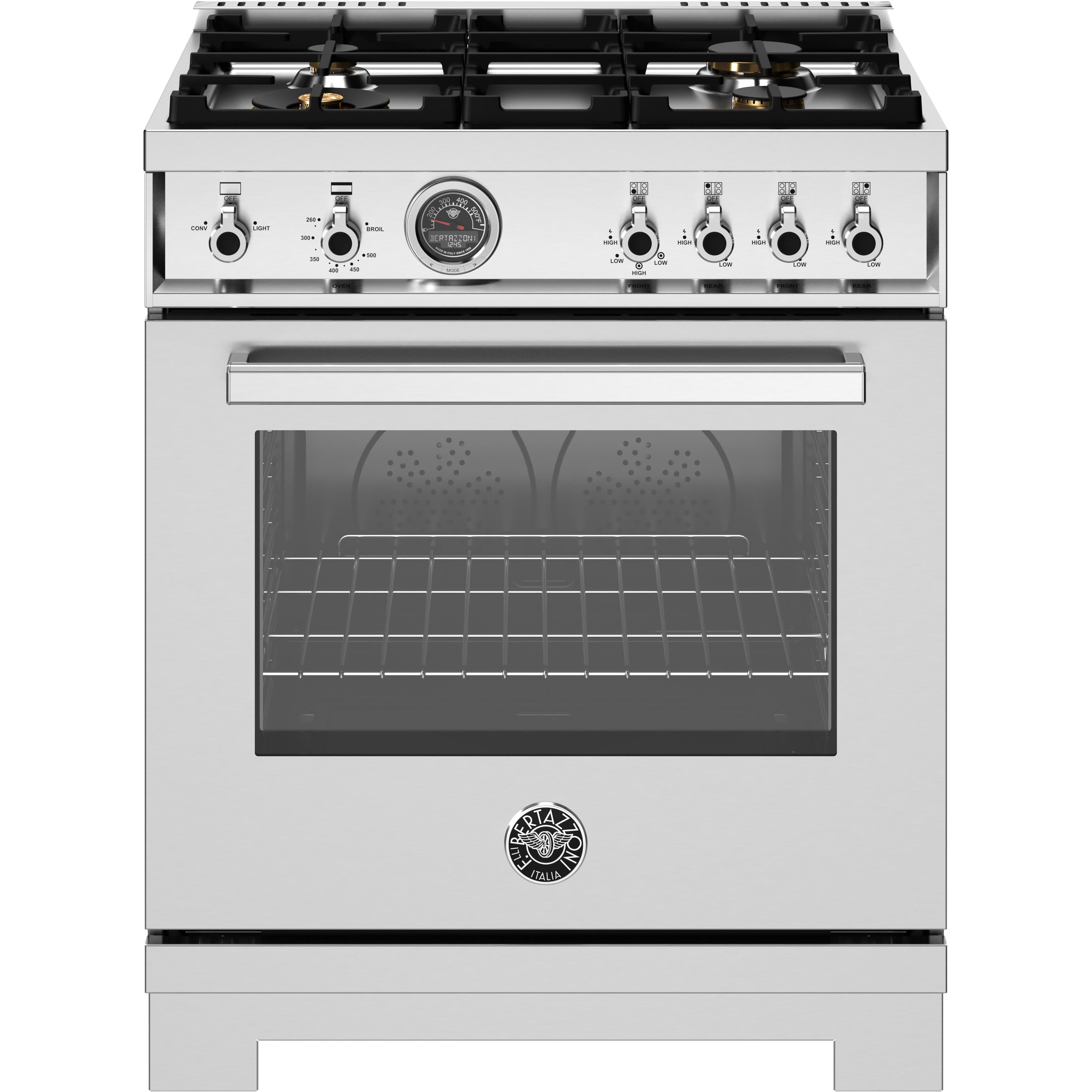 Bertazzoni PRO304BFGMXTLP 30 Inch Freestanding Gas Range - Professional Style, 4 Burners, Gas Oven - Perfect for Home Kitchens & Restaurant-Style Cooking