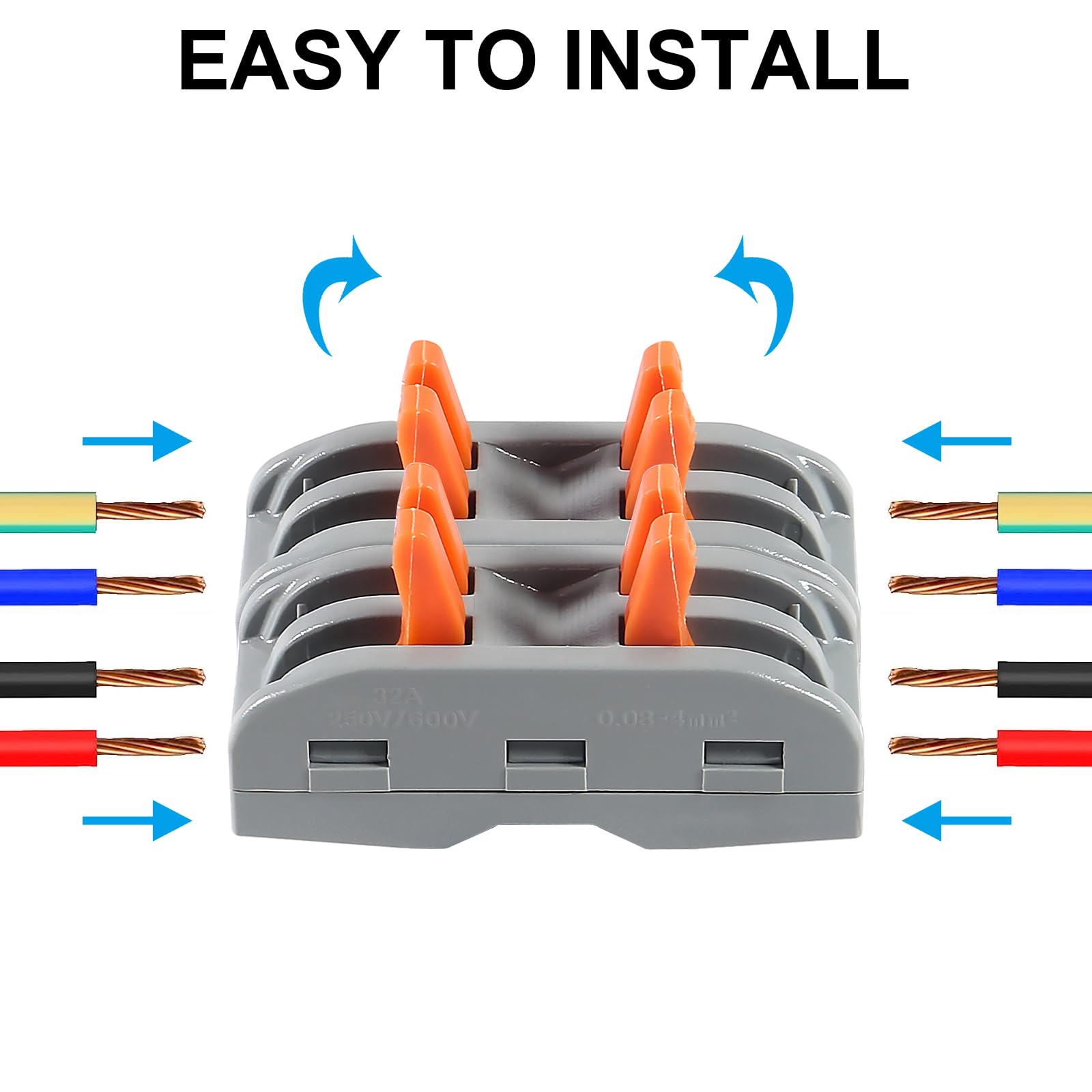 10pcs Lever Wire Connectors 2 Circuit Inline Splices - Electrical Wire Connector SPL-2 Lever Nuts for 28-12 AWG - Quick Connect Splice Wire Connectors for Home Wiring, Automotive & DIY Electrical Projects