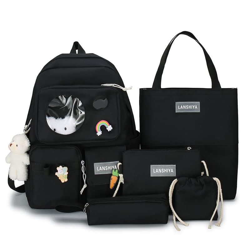 Cute Japanese Aesthetic Backpack for Teen Girls - Kawaii School Bag with Matching Pins & Accessories | Perfect for School, Travel & Anime Conventions