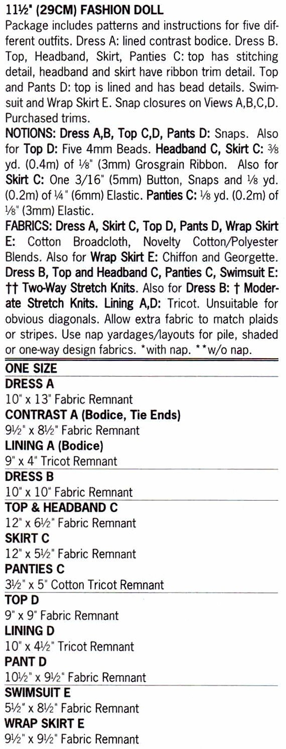 Butterick 6110 Sewing Pattern for Fashion Doll Clothes - DIY Barbie & American Girl Doll Outfits - Perfect for Doll Dressmaking, Costume Design & Creative Sewing Projects