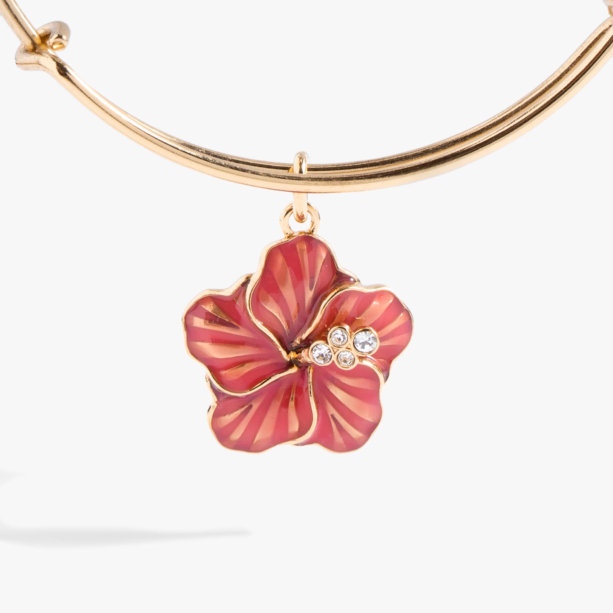 Stylish Hibiscus Charm Bangle Bracelet for Women - Floral Boho Jewelry Gift for Summer & Beach Outfits