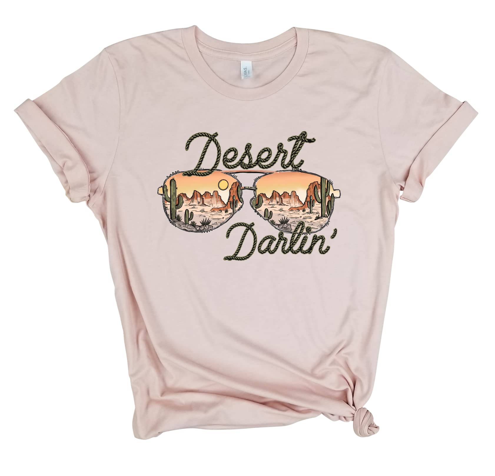 Desert Darlin Shades - Women's Cactus Print T-Shirt | Southwest Style Desert Shirt with Cactus Plants Design | Arizona Adventure Tee for Hiking, Travel & Casual Wear