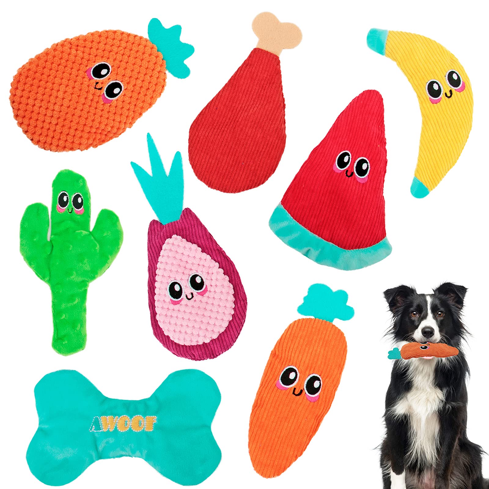 **Durable Crinkle Dog Toys for Aggressive Chewers - 8 Pack No-Stuffing Chew Toys for Small, Medium & Large Dogs - Tough, Interactive Teething Toys for Puppies & Large Breeds - Perfect for Indoor Play & Training**