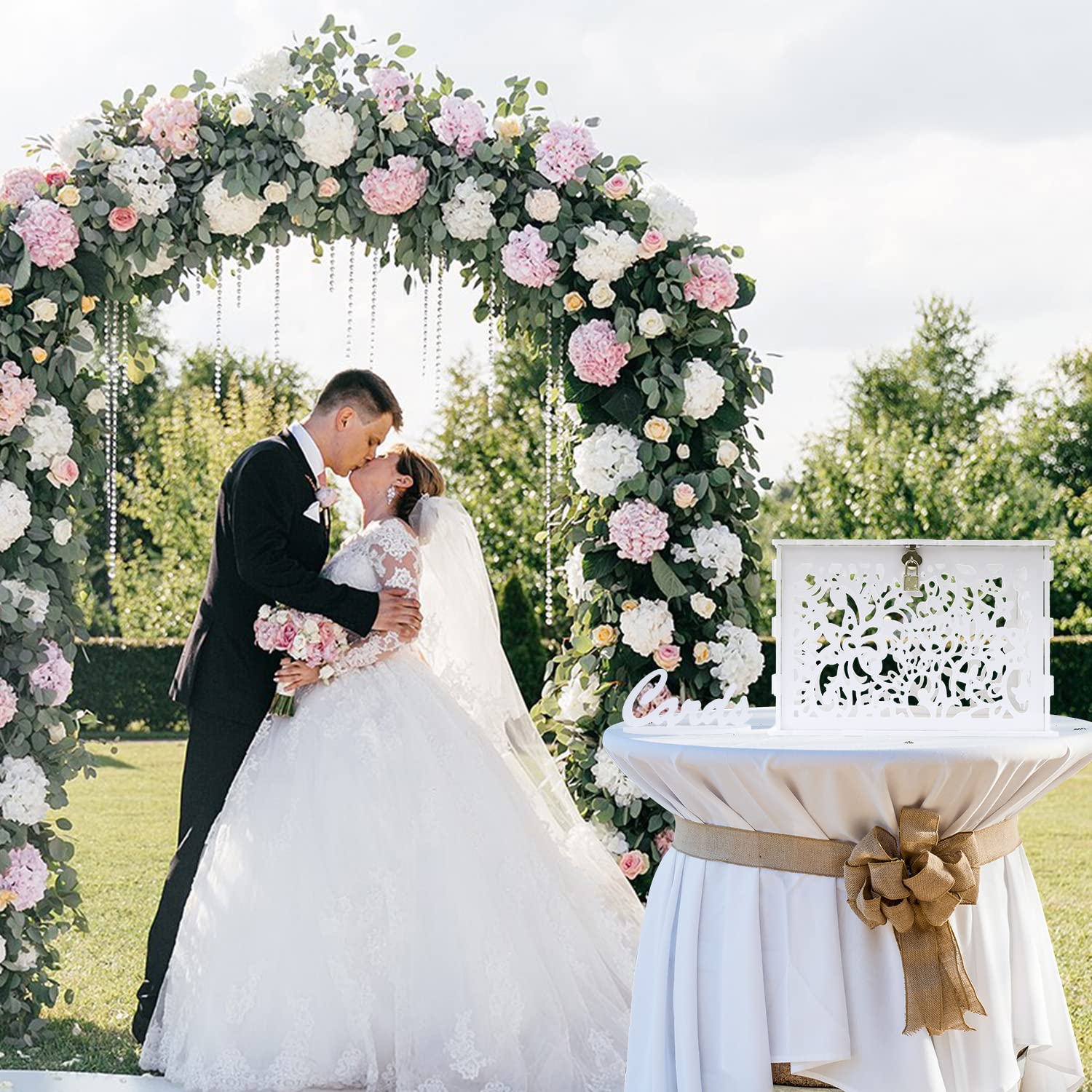 White PVC Gift Card Box with Lock - Secure DIY Wedding Money Holder for Reception, Graduation, Birthday & Baby Shower Decorations | Perfect for Cash Gifts, Cards & Party Favors