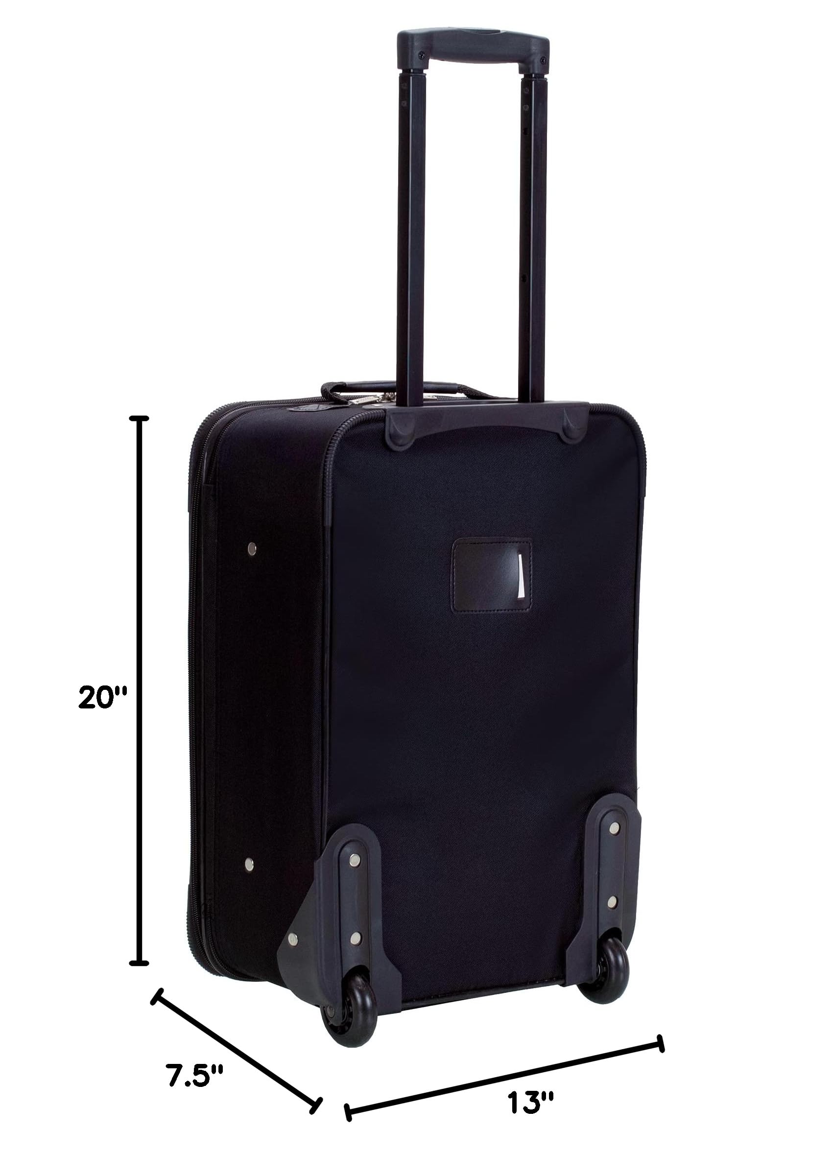 Rockland Fashion Softside Upright Luggage Set - 2-Piece (14/19 Inch) Black & Gray Carry On Suitcase for Travel, Business Trips & Vacations | Lightweight Durable Spinner Luggage with Smooth Wheels