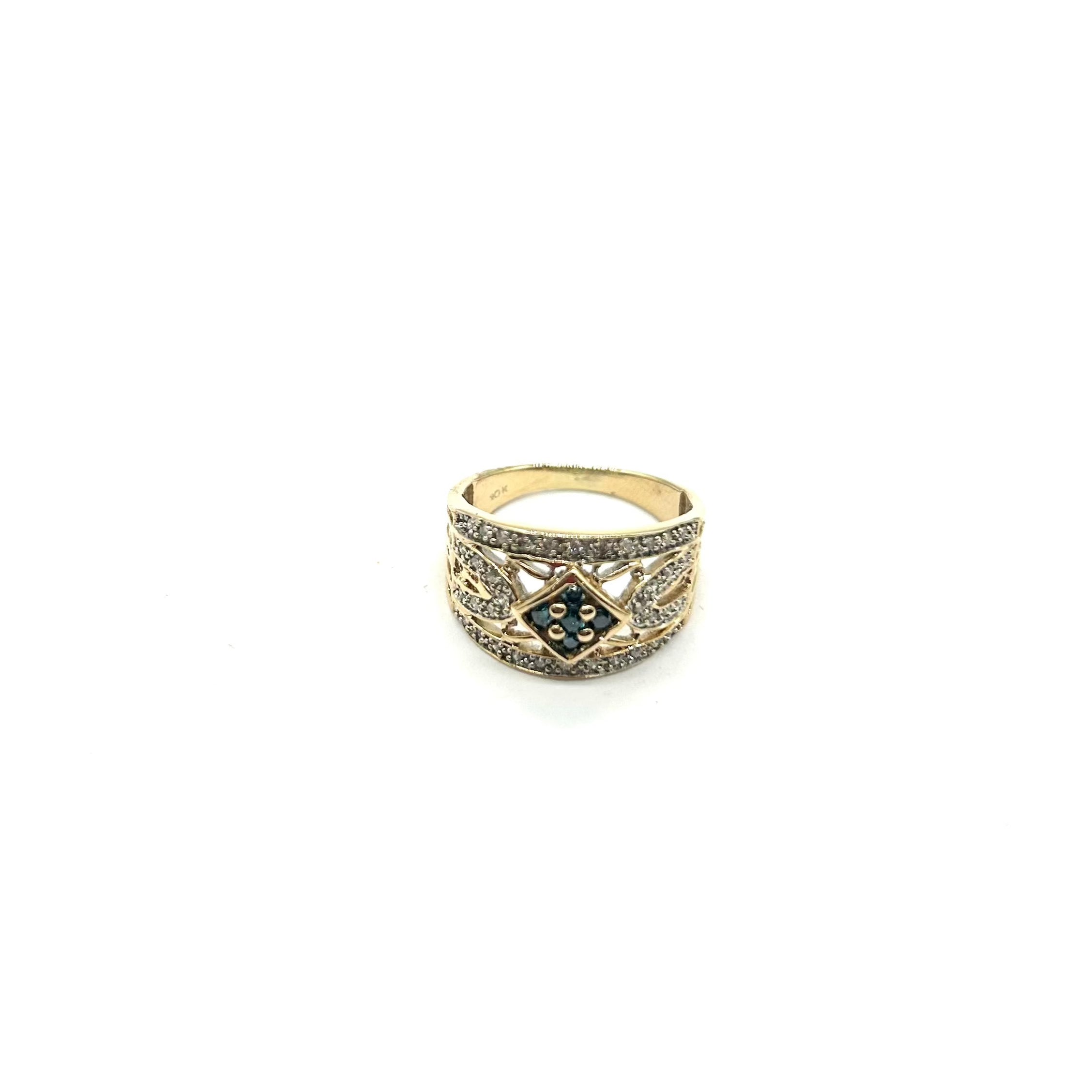 Elegant Women's Diamond & Blue Stone Cutout Ring - Perfect for Weddings, Parties & Special Occasions