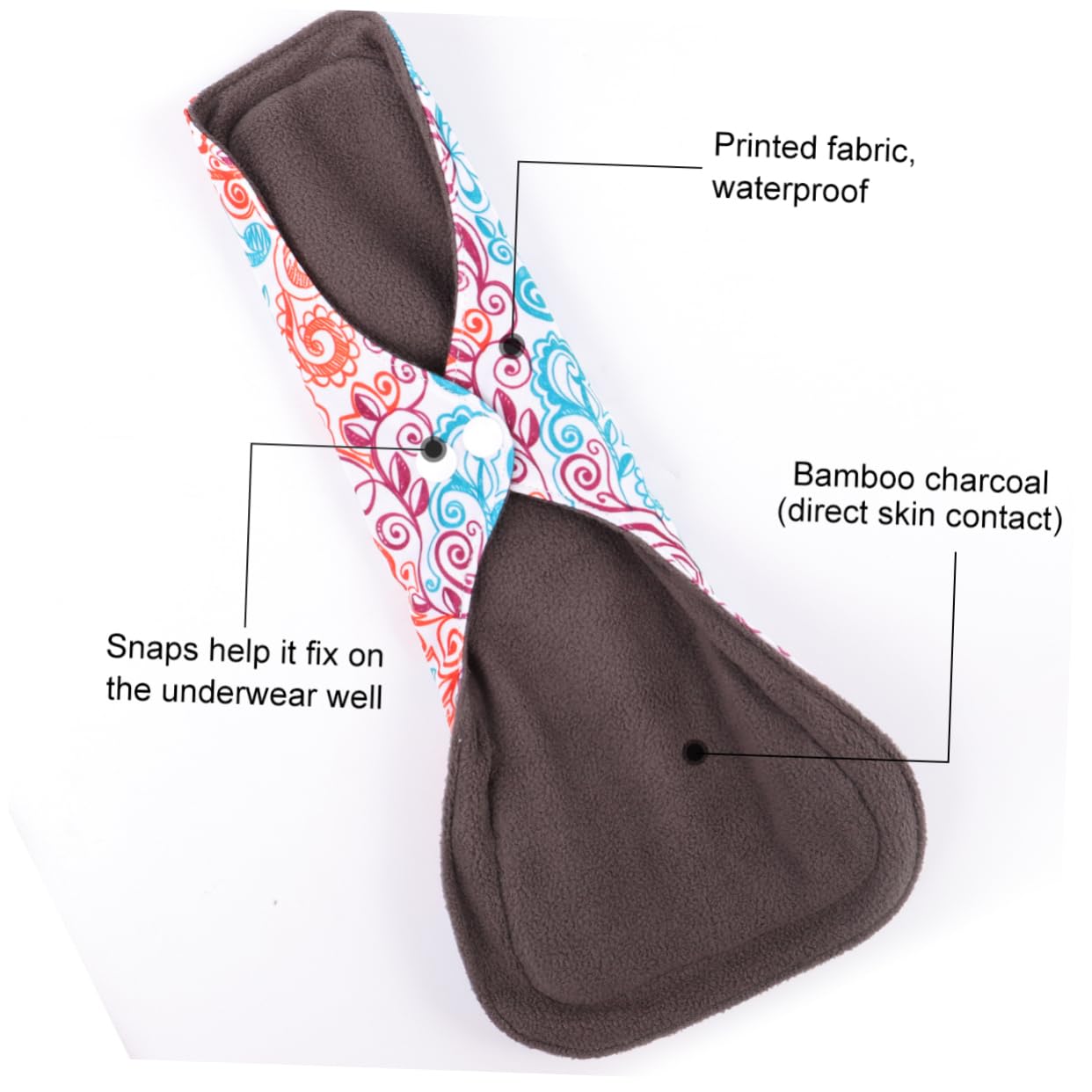 8 Pack Washable Bamboo Charcoal Menstrual Pads - Reusable, Comfortable & Eco-Friendly Sanitary Napkins for Women - Perfect for Travel, Workout & Overnight Protection