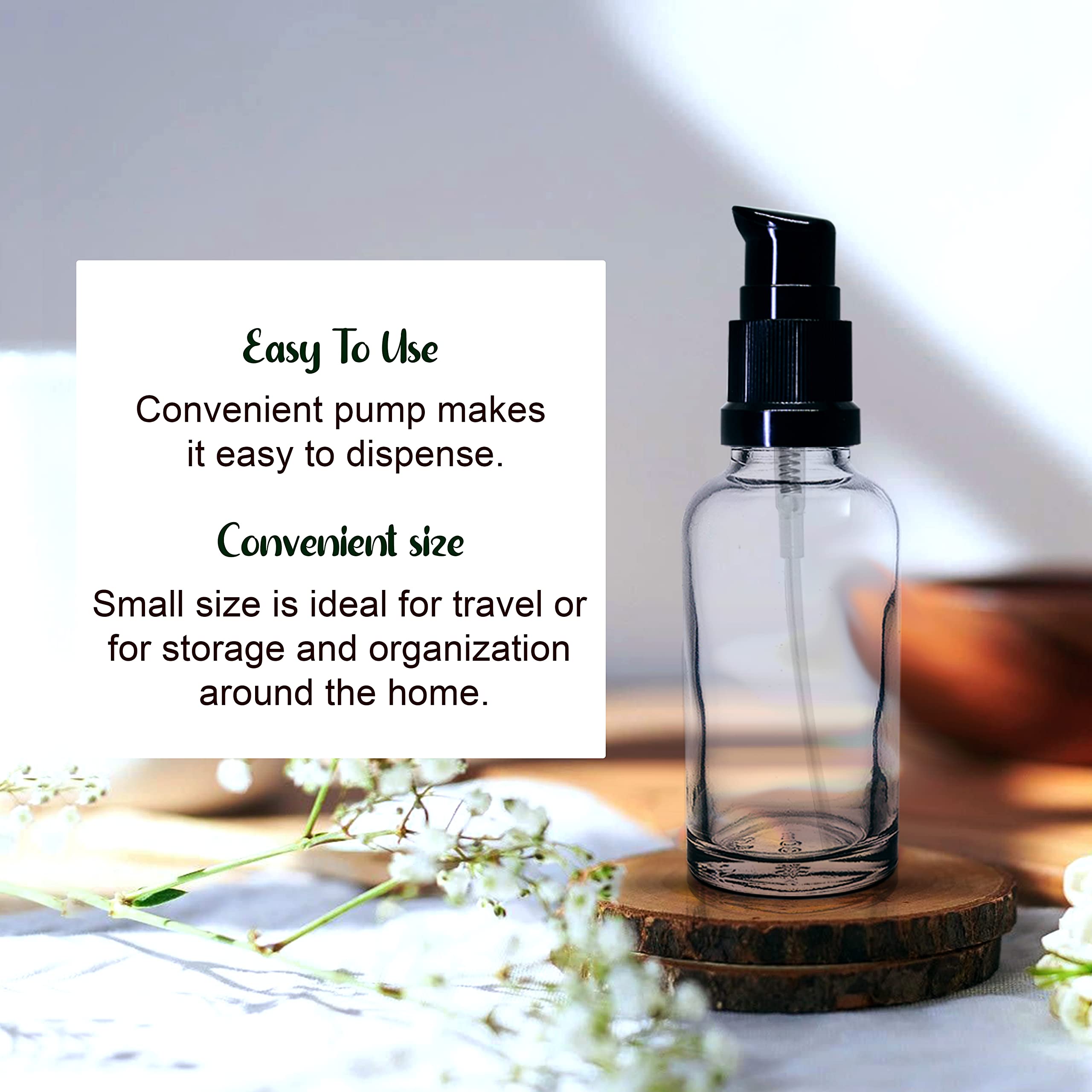 30ml Clear Glass Bottle with Pump for Essential Oils & Skincare - Pack of 12