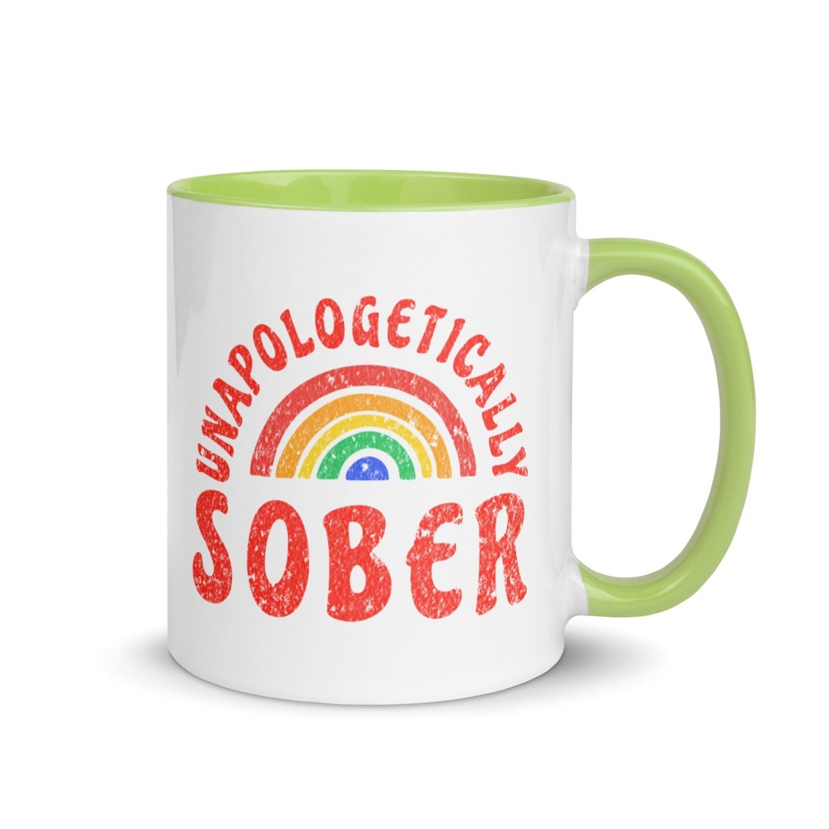 Unapologetically Sober Rainbow Coffee Mug with Colorful Interior - Perfect for Sober Living, Recovery Gifts & Motivational Morning Coffee