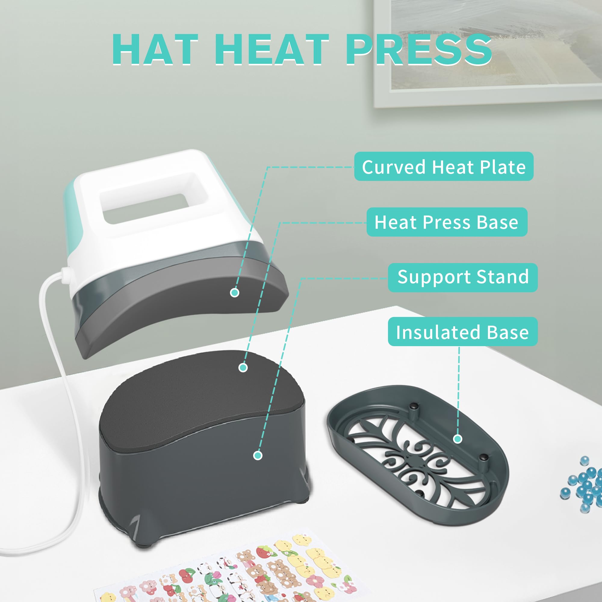 Portable Hat Heat Press Machine with 6.3