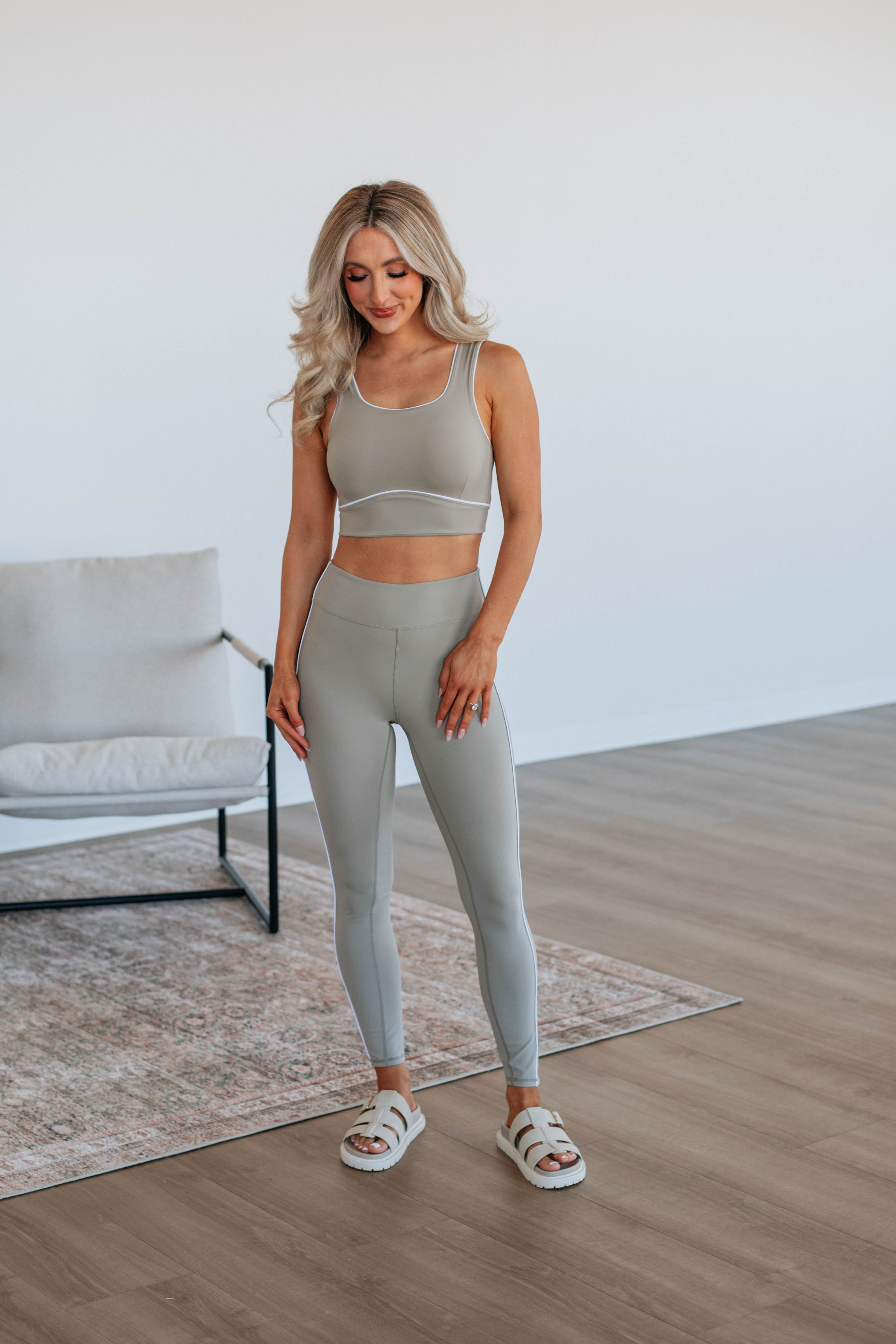 Ace Two Piece Active Set - Women's Workout Outfit in Taupe for Gym, Yoga & Running | Comfortable & Stylish Athletic Wear