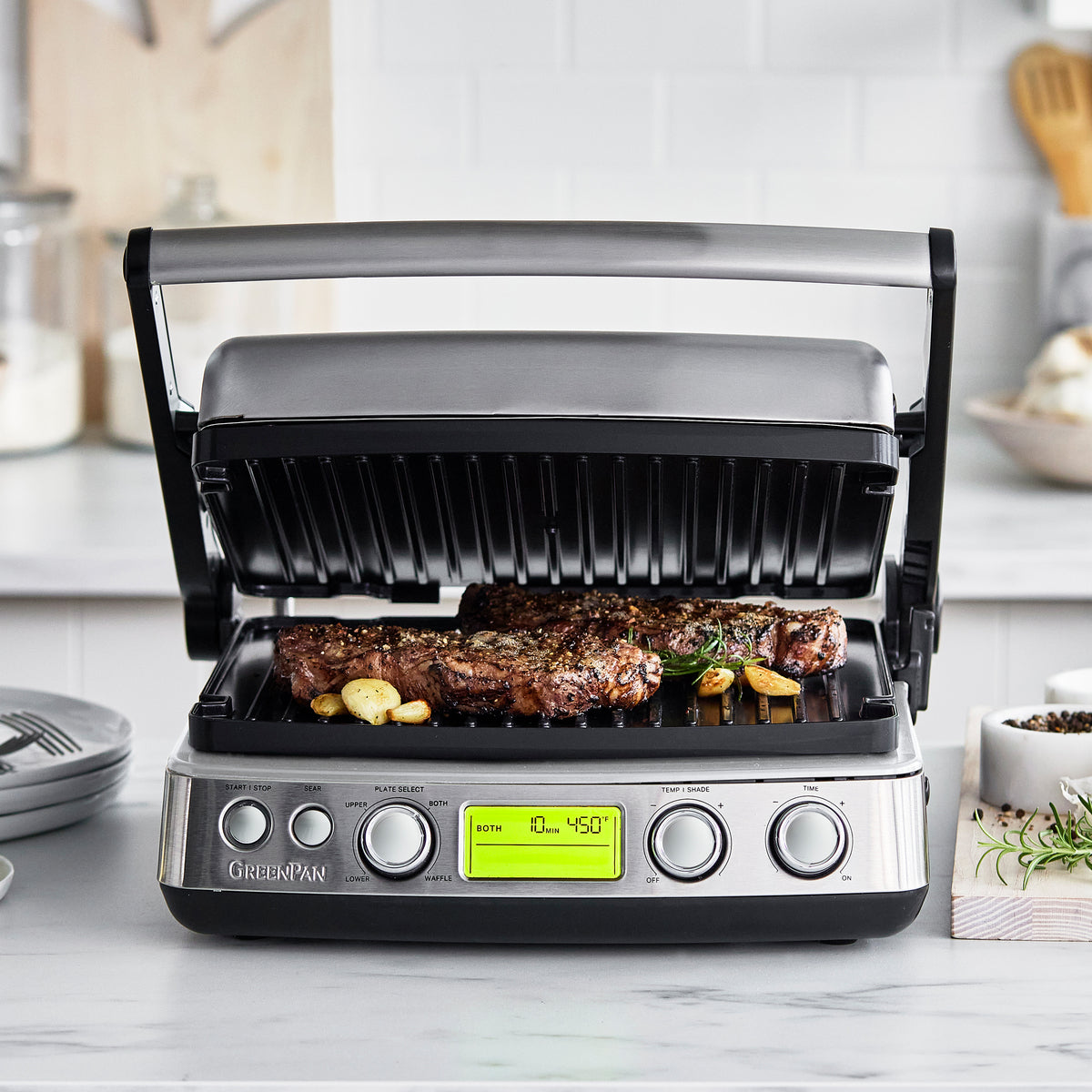 Elite 3-in-1 Multi Grill, Griddle & Waffle Maker - Premium Stainless Steel Countertop Appliance for Pancakes, Burgers & Sandwiches | Perfect for Breakfast, BBQ & Family Gatherings