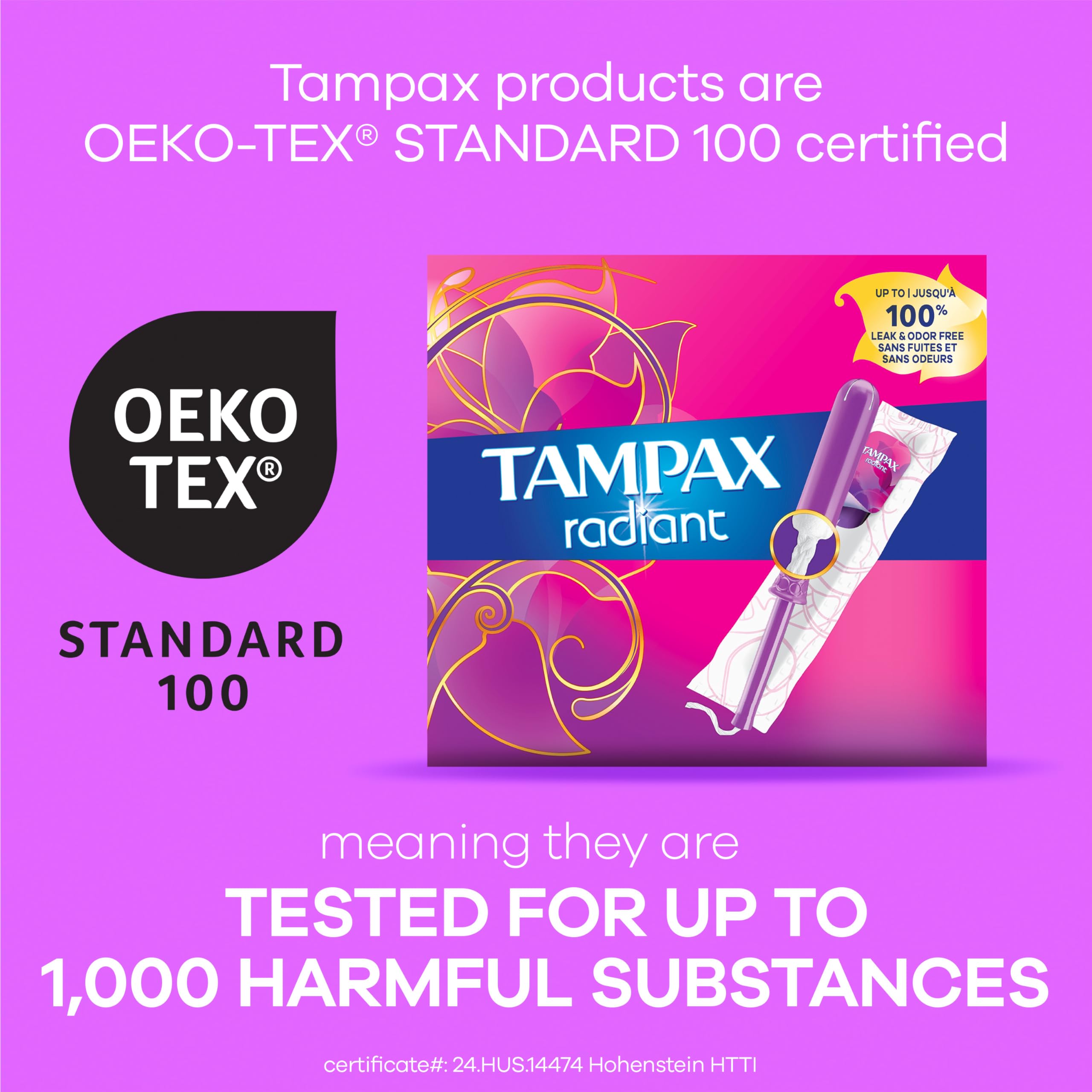 Tampax Radiant Tampons with LeakGuard Braid - Super Absorbency, Unscented, 28 Count x 3 Pack (84 Total) | Comfortable & Reliable Protection for Active Women | Perfect for Sports, Workouts & Daily Use