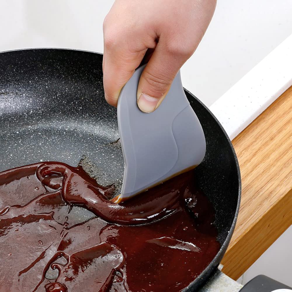 Silicone Pan Scraper - Penguin-Shaped Kitchen Cleaning Tool for Pans, Bowls, Baking & Washing (Grey & Pink) | Perfect for Non-Stick Cookware, Dish Cleaning & Food Scraping