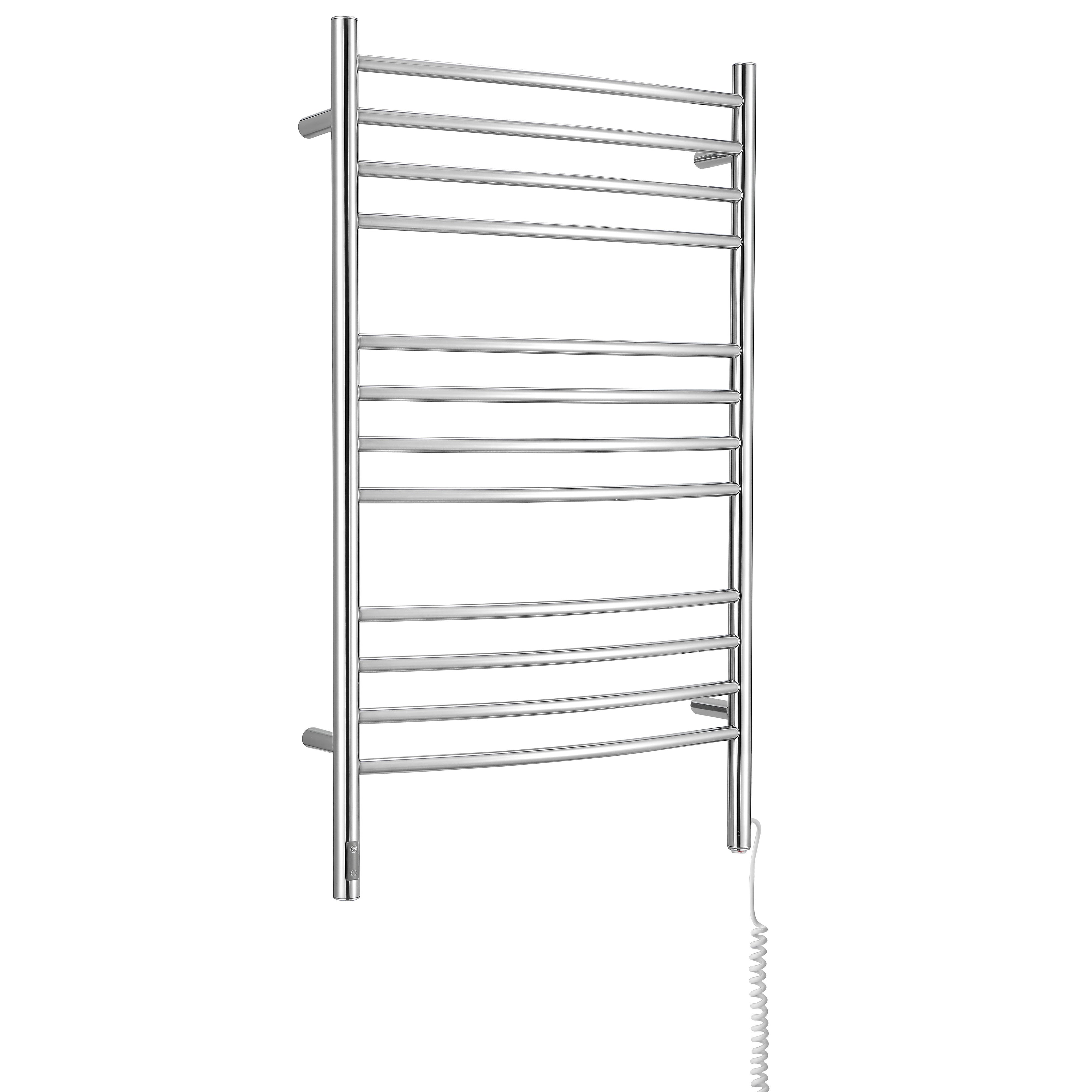 12 Bar Dual Wall Mount Towel Warmer with On Board Timer - Polished Stainless Steel Heated Towel Rack for Bathroom, Spa & Luxury Home Use