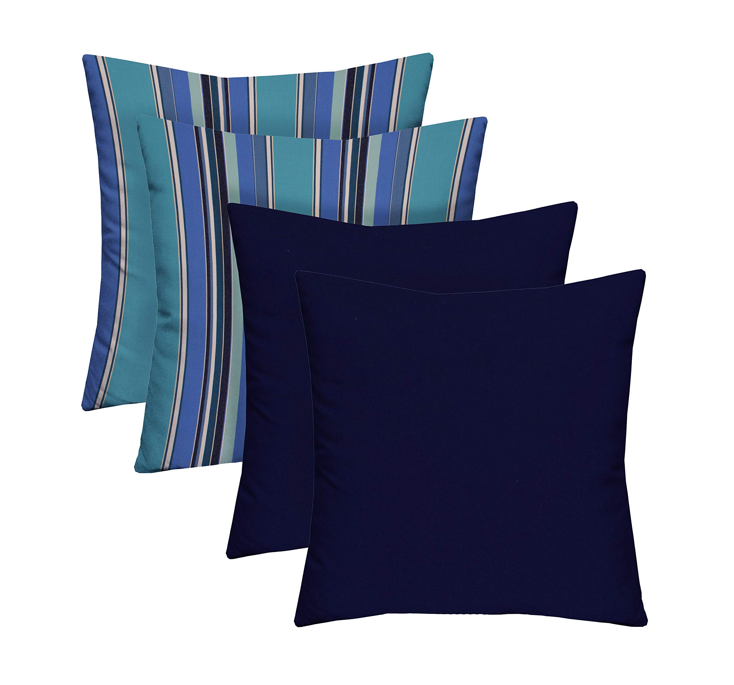 **RSH DECOR: 17x17 Inch Square Throw Pillows Set of 4 - Sunbrella Performance Fabric - Outdoor Decorative Accent Pillows for Patio, Sofa & Porch - Dolce Oasis & Canvas Navy - Perfect for Garden, Poolside & Living Room**