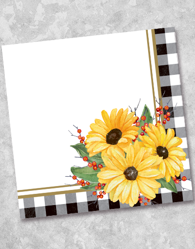 Floral Gingham Beverage Napkins - 36 Count Disposable Paper Napkins for Parties, Weddings & Picnics - Elegant Drink Napkins for Cocktails, Coffee & Tea