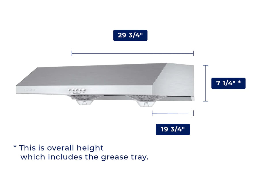 Hauslane UC C100 30-Inch 700 CFM Ducted Stainless Steel Under Cabinet Range Hood - Powerful Kitchen Ventilation for Gas Stoves & Cooking Smoke Removal