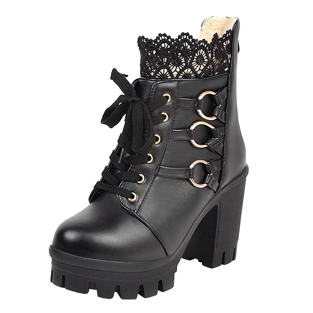 NOLDARES Women's Platform Combat Boots with Zipper & Triple Buckle Straps - Gothic High Heel Wedge Boots for Punk Fashion, Night Out & Cosplay