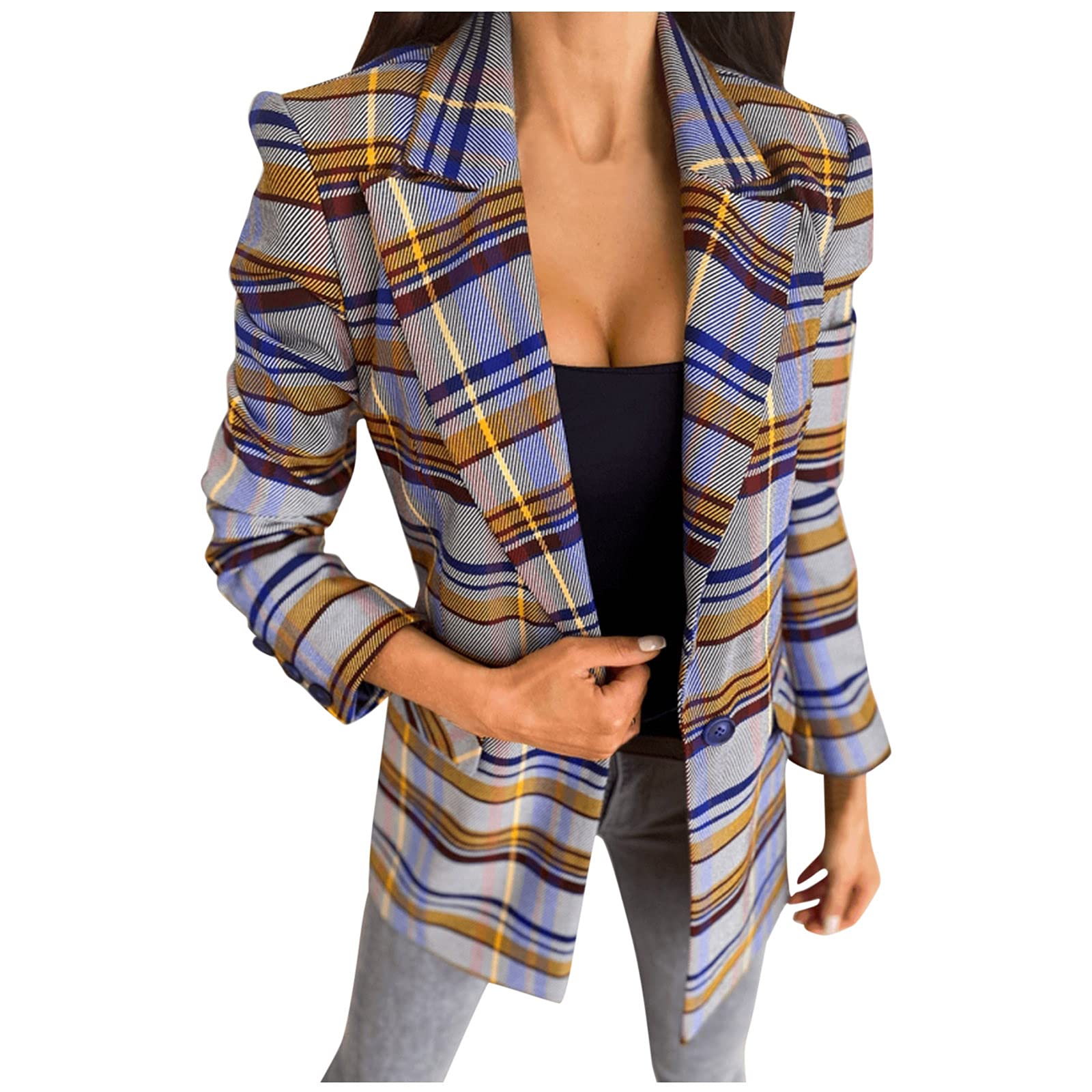 Women's Long Casual Open Front Sleeveless Blazer Jacket for Work & Office - Blue, Size M | Perfect for Business Attire, Professional Dressing & Formal Occasions