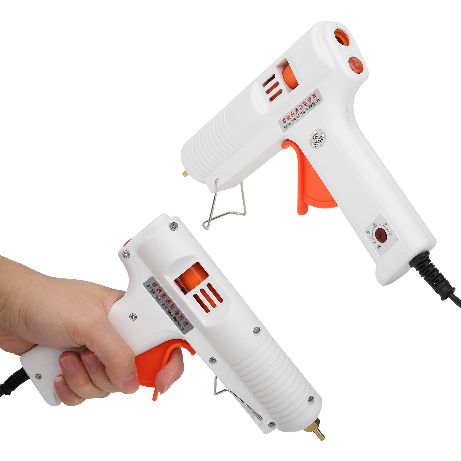 Walfront HL-F 150W Hot Glue Gun with Adjustable Temperature - 100-240V AC Power for DIY Crafts, Home Repairs & Creative Projects (White, US Plug) - Perfect for Scrapbooking, Woodworking & Home Decor