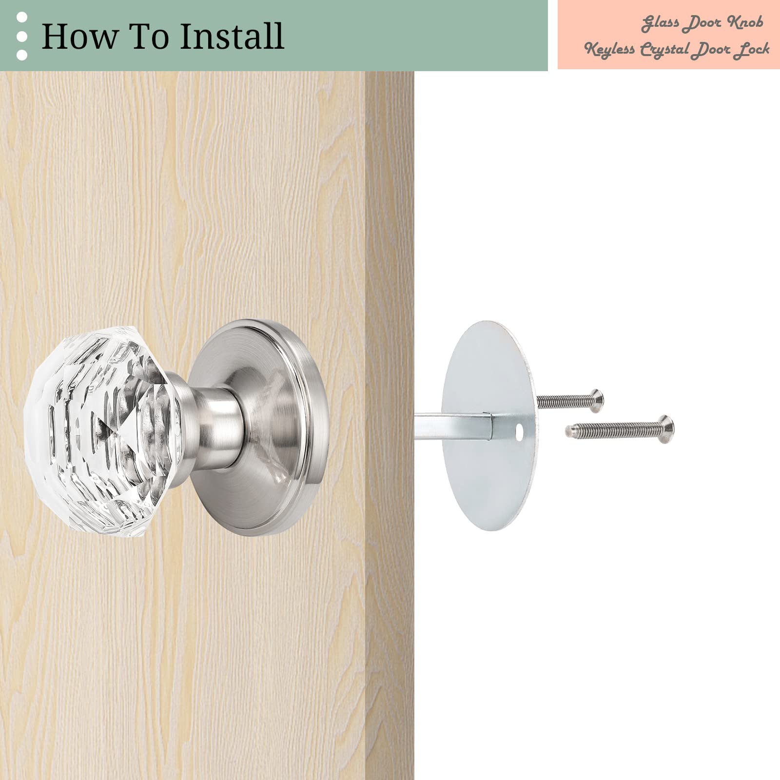 Satin Nickel Dummy Door Knob (10 Pack) - Keyless Interior Handle for Closet & Pantry