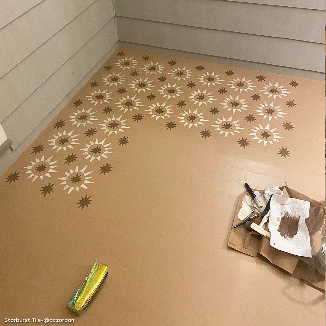 Starburst Tile Stencil - Reusable DIY Mosaic Tile Painting Template for Home Decor, Bathroom & Kitchen Backsplash - Perfect for Wall Art, Floor Design & Craft Projects
