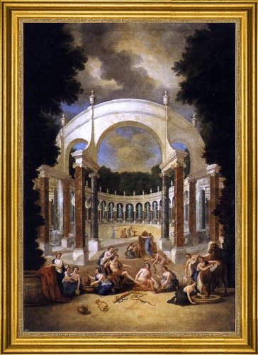 Art Oyster II Jean Cotelle Versailles Colonnade View - 16x24 Inch Premium Framed Canvas Print Wall Art for Living Room, Bedroom & Office Decor