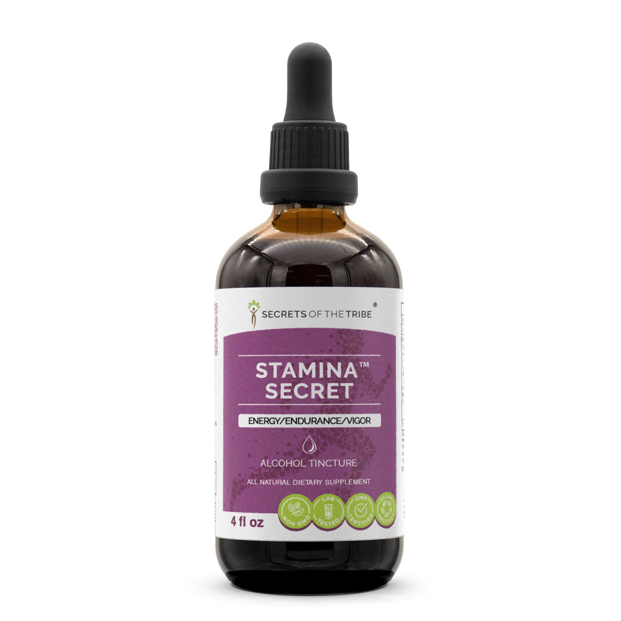 Stamina Secret Alcohol Extract Tincture - Maca, Schisandra, Eleuthero, Siberian Ginseng, Gotu Kola, Horny Goat Weed & Rhodiola for Energy, Endurance & Vitality (4 fl oz) - Natural Herbal Supplement for Workout Performance, Stress Relief & Sexual Wellness