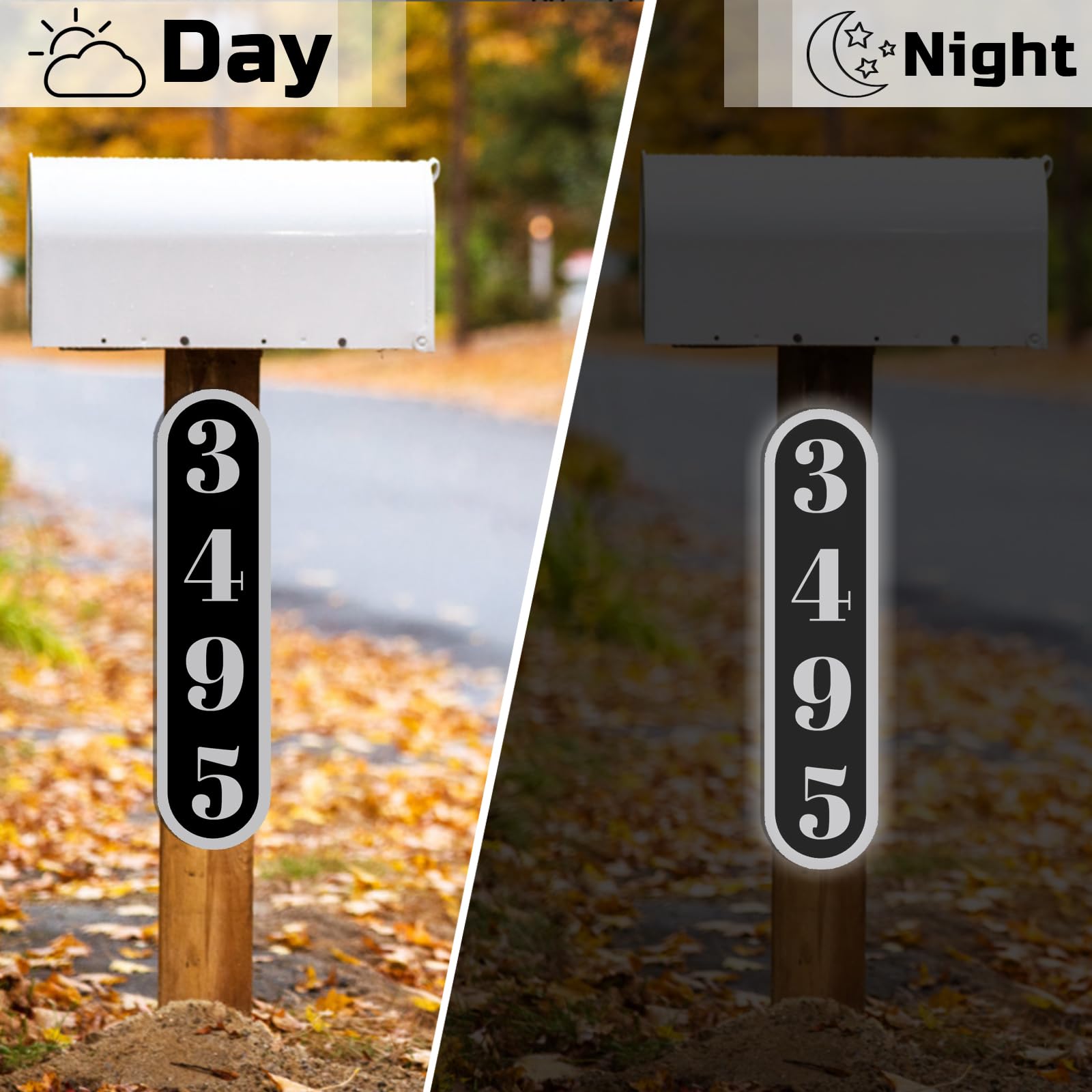 Custom Aluminum Reflective Address Plaque - Personalized Horizontal House Number Sign for Outdoor Use | Durable Mailbox, Door & Street Address Plaque for Enhanced Visibility at Night