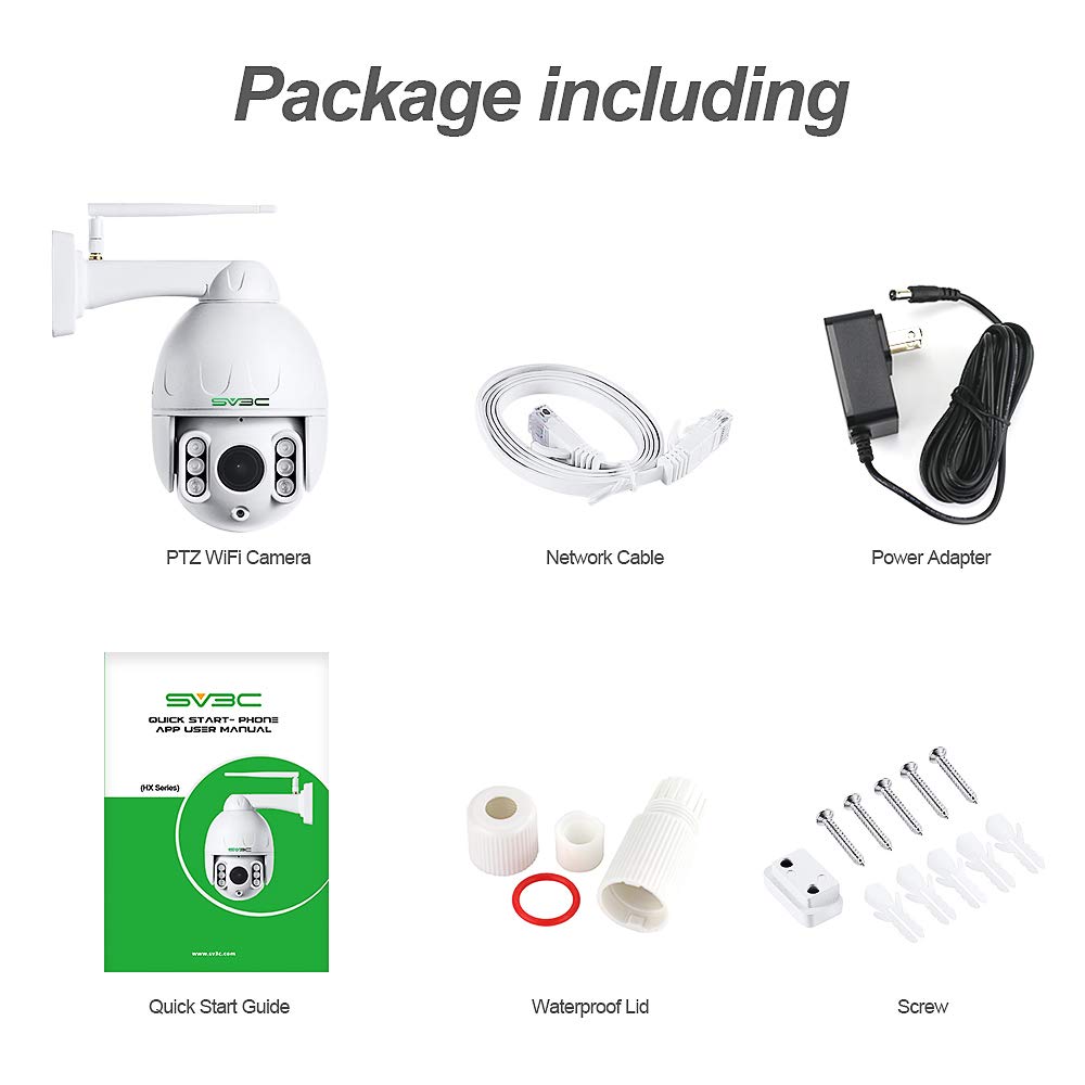 SV3C 1080P Outdoor PTZ WiFi Security Camera with Auto Tracking, 5X Optical Zoom & 197ft Night Vision - ONVIF IP Camera, Two-Way Audio, Waterproof, SD Card Slot - Works with Blue Iris & CamHiPro - Ideal for Home Security, Business Surveillance & Outdoor Monitoring