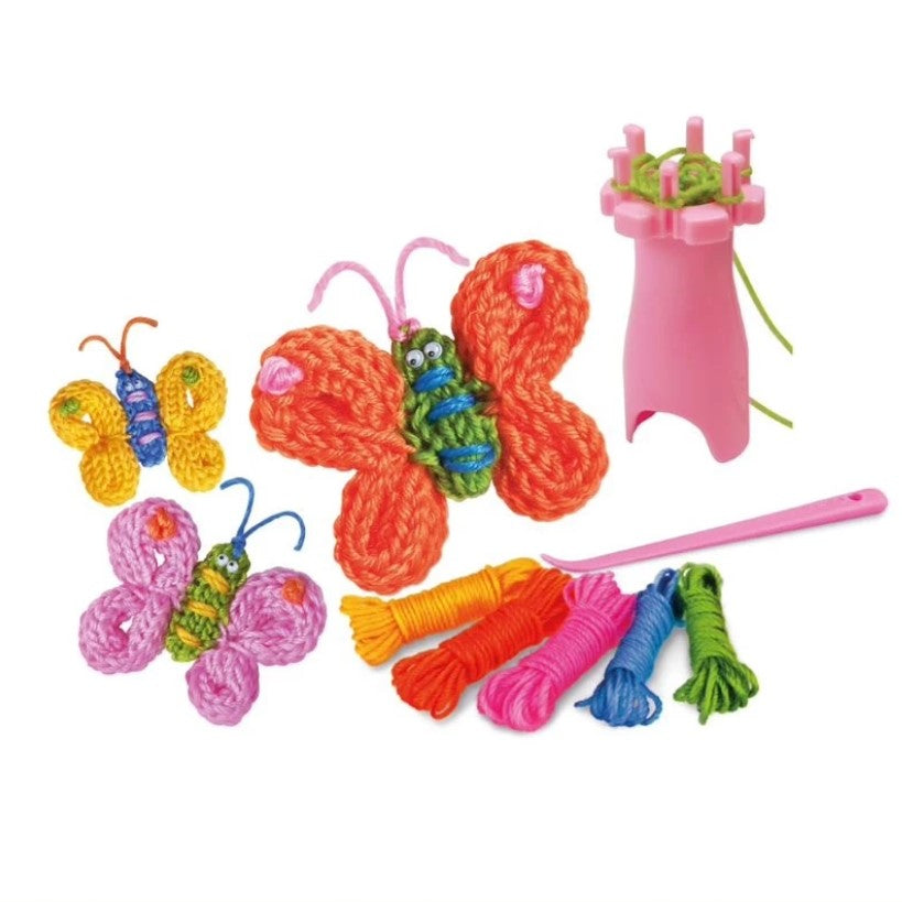 4M Little Craft French Knit Butterfly Kit - DIY Knitting Kit for Kids, Creative Arts & Crafts Activity - Perfect for Birthday Gifts, Classroom Projects & Rainy Day Fun