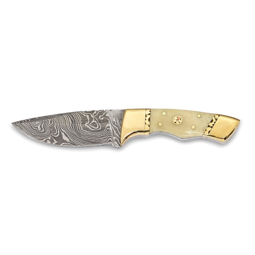 Premium Damascus Steel Hunting Knife with Camel Bone Handle - Outdoor Survival, Camping, Bushcraft & Tactical Use