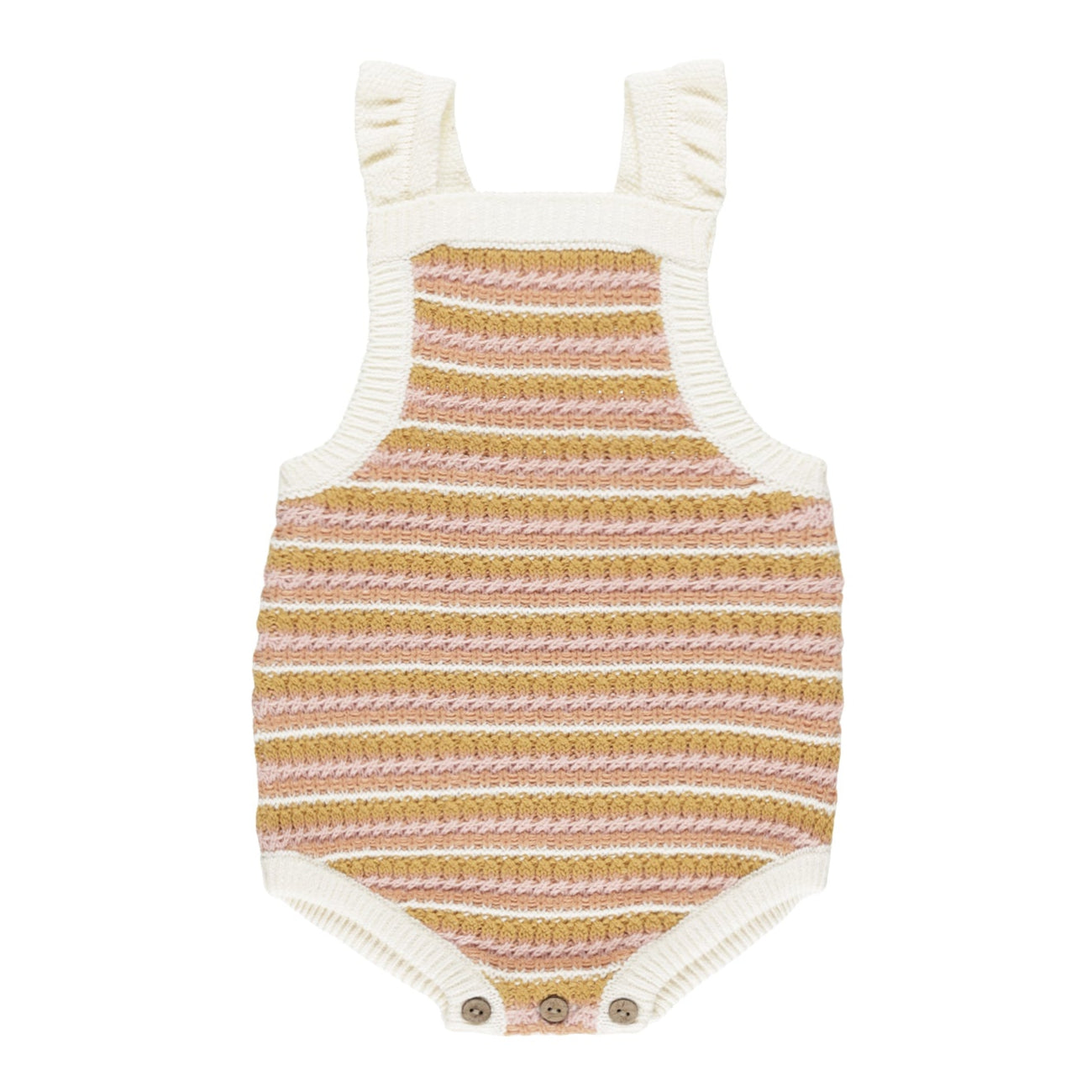 Crochet Romper for Baby Girls - Pink Striped Summer Outfit | Soft Cotton Handmade Jumpsuit for Newborns & Toddlers | Perfect for Photoshoots, Beach Vacations & Casual Outings