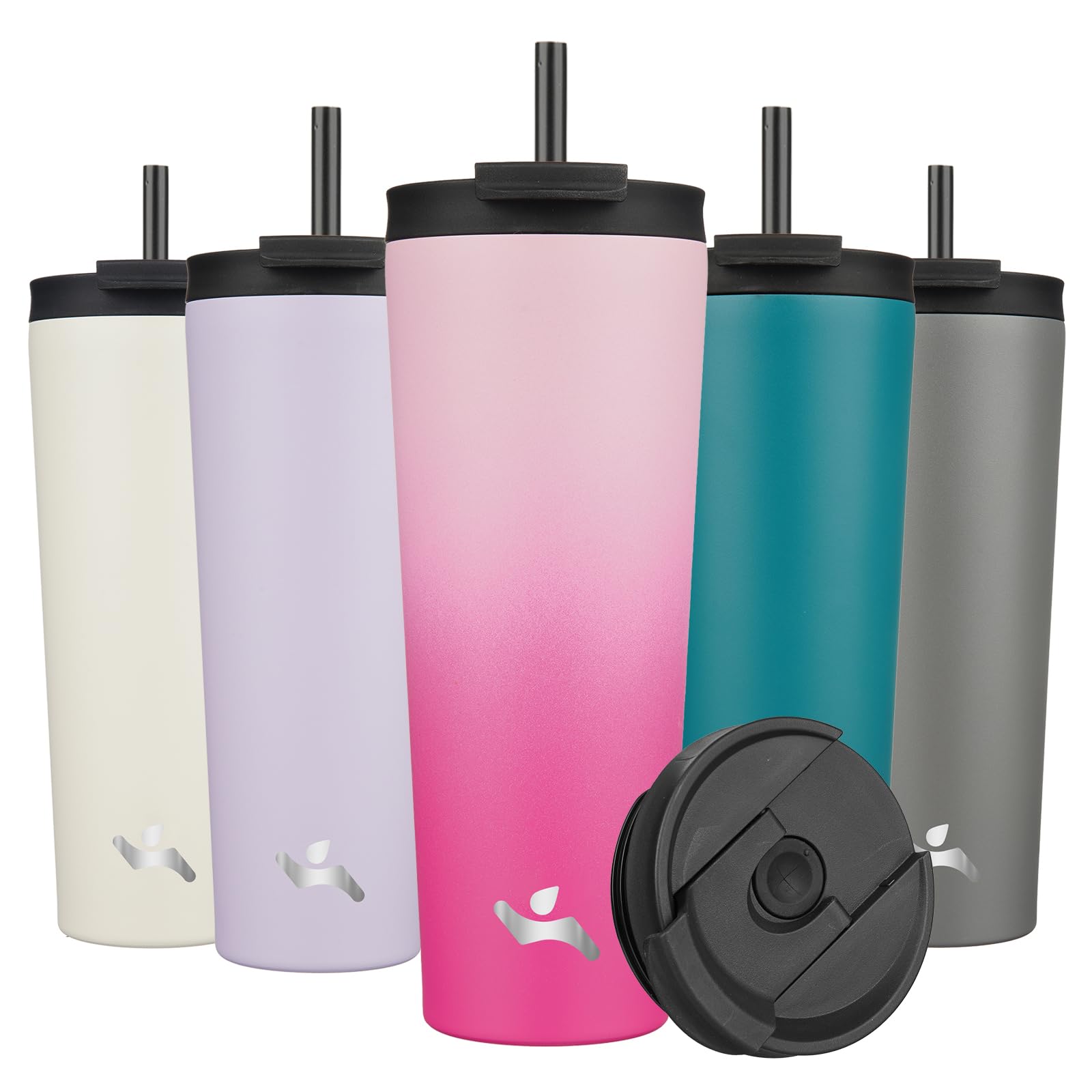 26oz Vacuum Insulated Stainless Steel Tumbler with Lid & 2 Straws - Leakproof Travel Mug for Coffee, Tea & Cold Drinks - Perfect for Office, Gym, Hiking & Outdoor Adventures (Cherry Red)