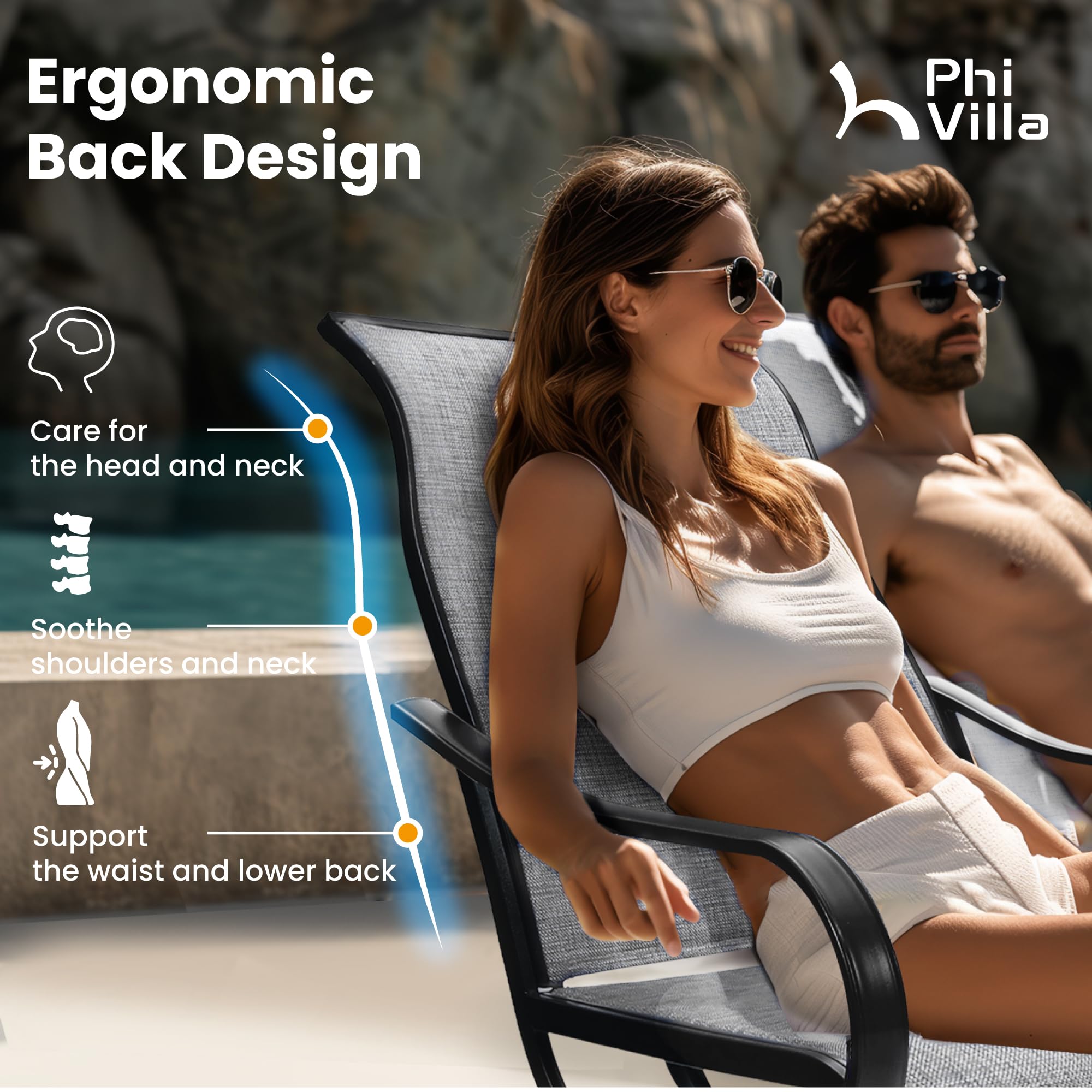 PHI VILLA 5-Piece Outdoor Dining Set with Swivel Chairs & 37