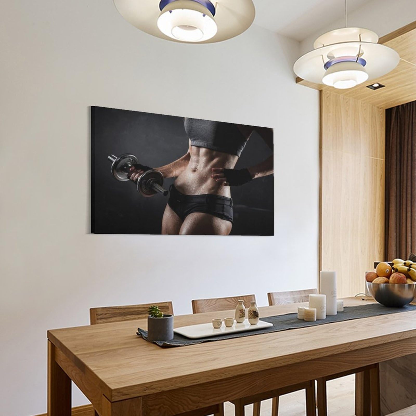 Fitness & Gym Wall Art - Motivational Dumbbell & Female Body Canvas Poster - Modern Home & Bedroom Decor - 16x24 Inches (40x60cm) - Perfect for Workout Rooms, Home Gyms & Inspirational Spaces