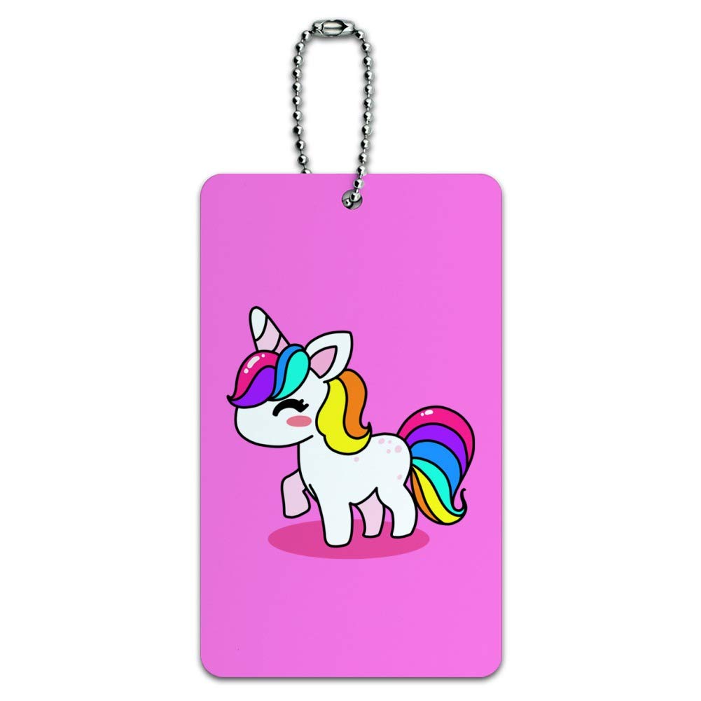 Adorable Kawaii Rainbow Unicorn Luggage Tag - Cute Chibi Suitcase ID Card Holder for Carry-On Bags - Perfect for Travel, Backpacks & Kids' Luggage Identification