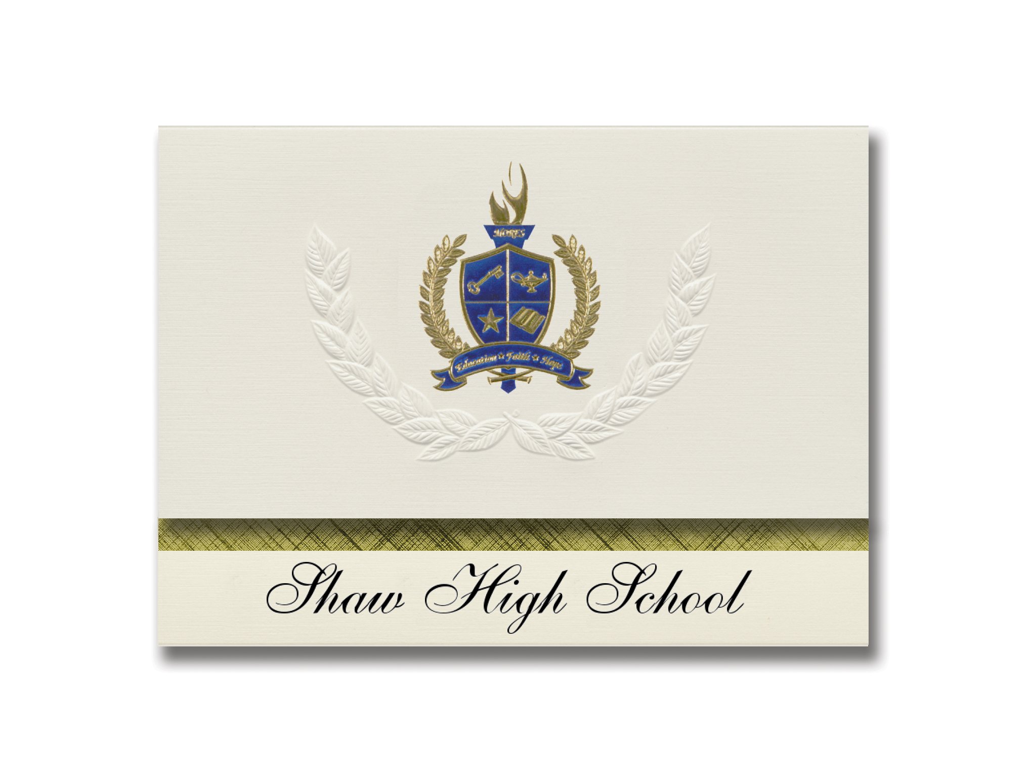 Shaw High School (Columbus, GA) Graduation Announcements - Premium Presidential Style with Gold & Blue Metallic Foil Seal - Elite Package of 25 - Perfect for Graduation Ceremonies & Family Keepsakes
