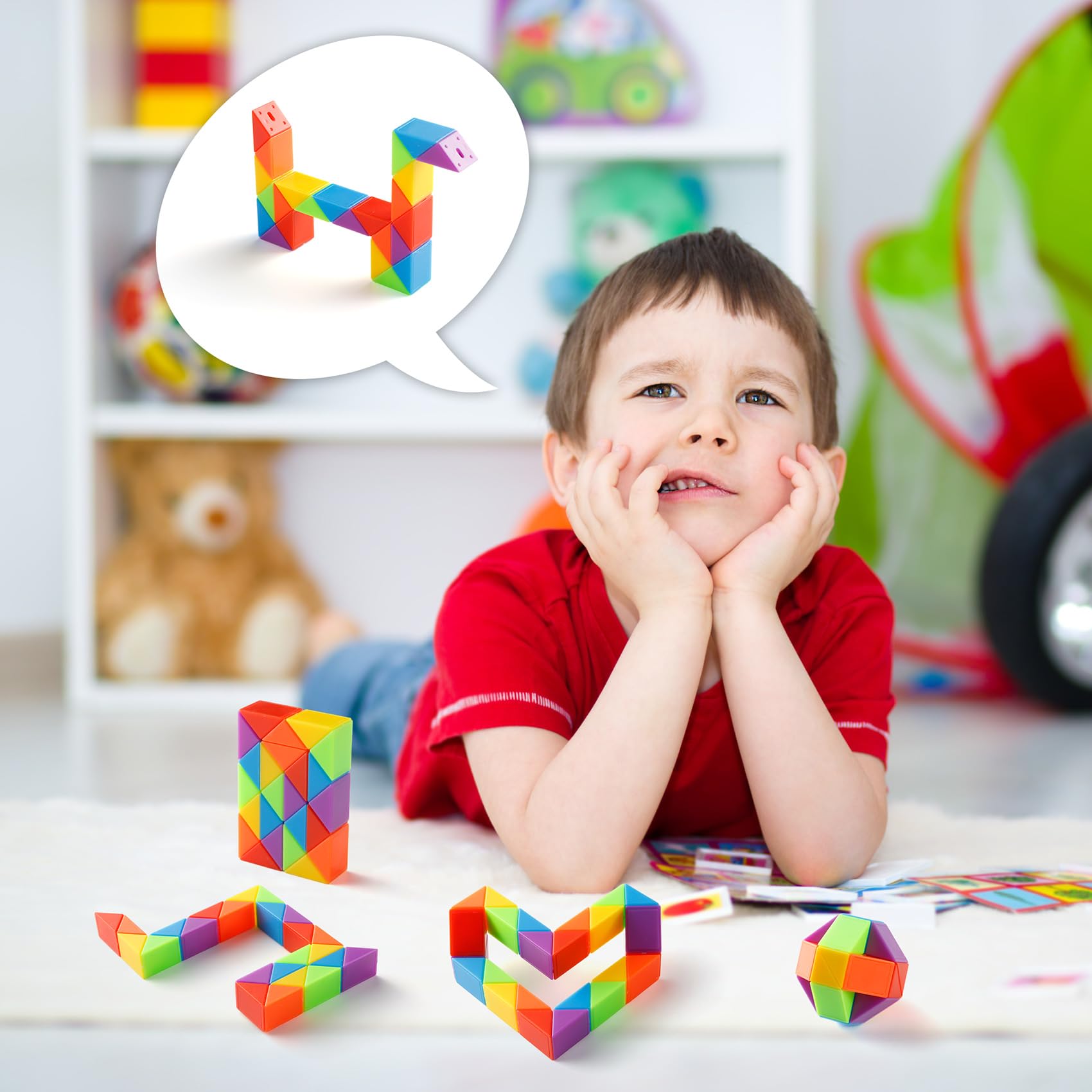 Rainbow Twist Puzzle Snake Cube Toy for Kids - Party Favors, School Prizes & Stocking Stuffers - Stress Relief & Focus Aid