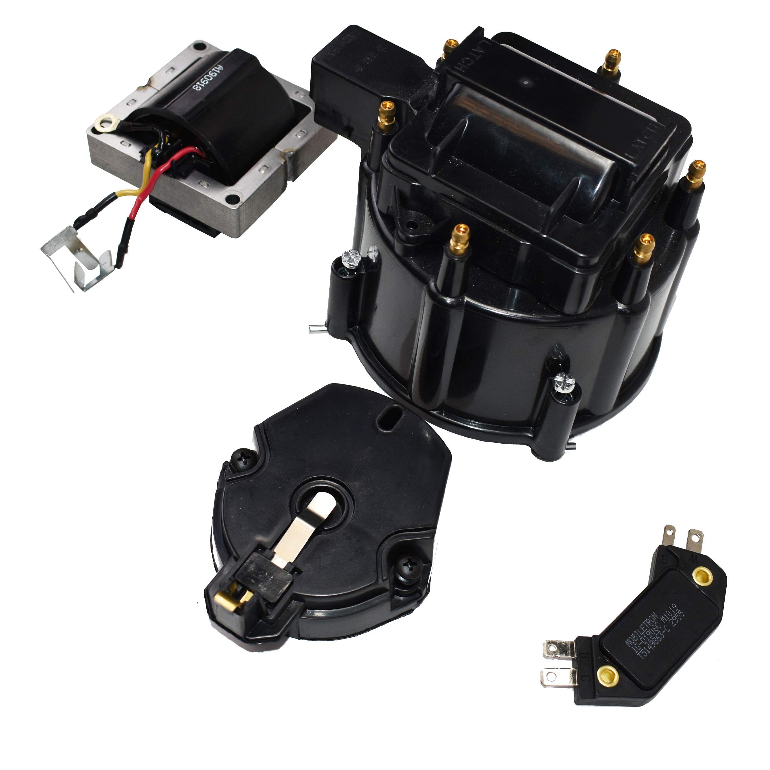 High-Performance HEI Distributor 6-Cylinder Tune-Up Kit with 65k Volt Ignition Coil (Black) - Compatible with GM, Chevy, Ford - Perfect for Engine Restoration & Classic Car Upgrades