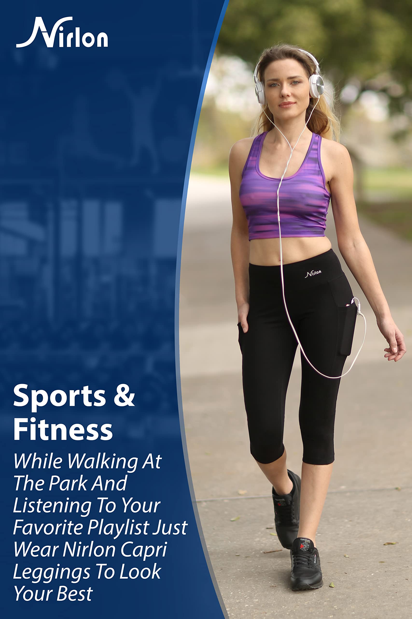 Nirlon Women's High Waisted Capri Leggings with Pockets - Breathable Workout Yoga Pants for Running, Gym & Casual Wear