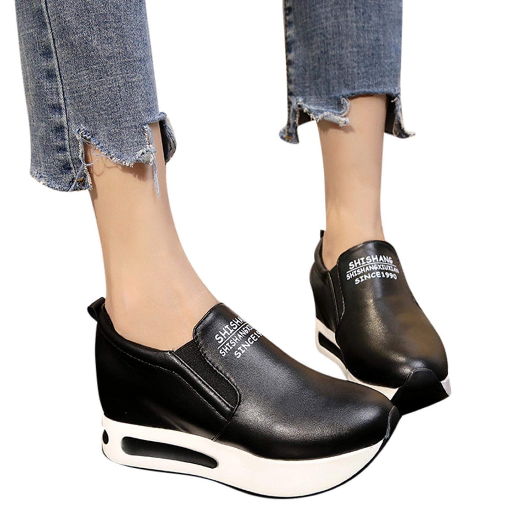 Women's Fashion Wedge Sneakers - Slip On Ankle Boots with Platform for Running, Hiking & Casual Wear | Comfortable Sports Shoes for Outdoor Activities & Daily Use