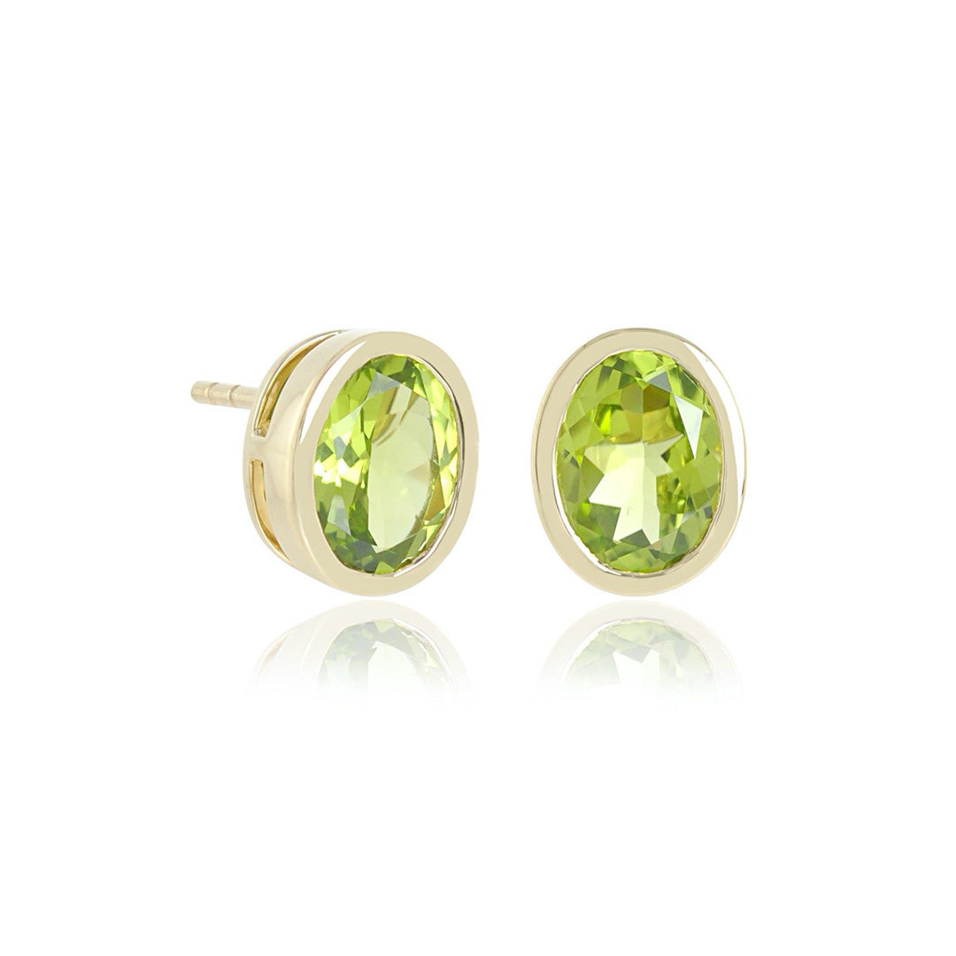 Joan Stud Earrings in Peridot - Elegant Green Gemstone Earrings for Women | Perfect for Everyday Wear, Parties & Gifts