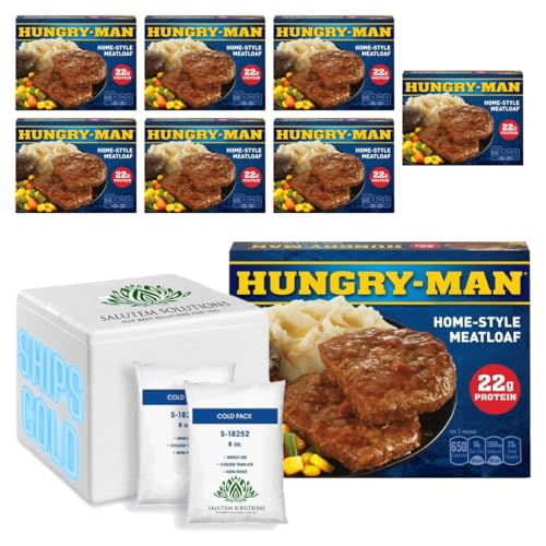 Salutem Vita Hungry-Man Homestyle Meatloaf Frozen Dinner - 16 oz (Pack of 8) | Classic Comfort Food for Quick & Easy Meals | Perfect for Busy Weeknights, Office Lunches & College Dorm Meals