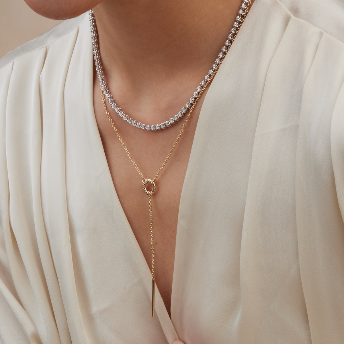 Starry Diamond Lariat Necklace - Elegant 18K Gold Plated Layering Necklace for Women | Perfect for Date Night, Weddings & Special Occasions