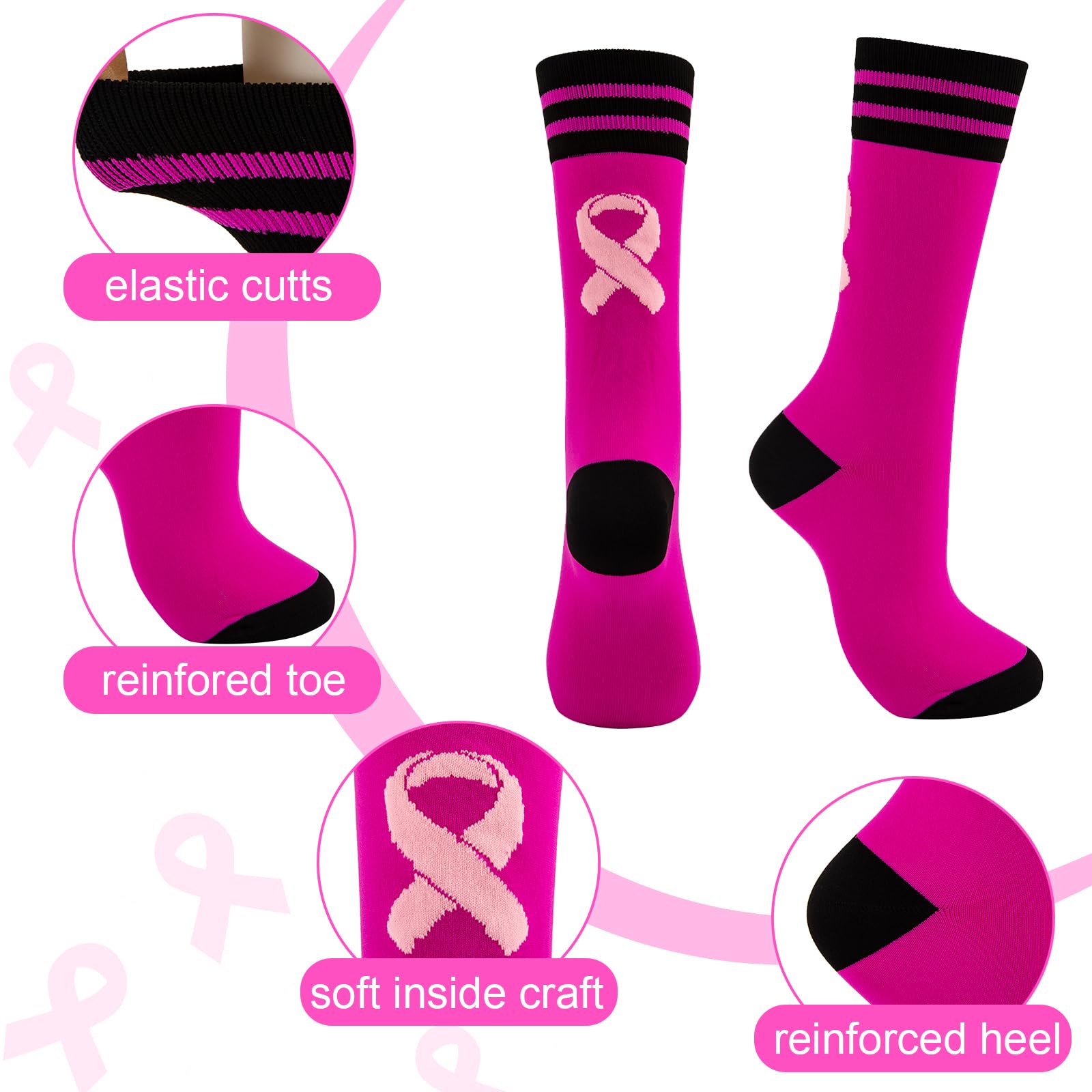 Pink Breast Cancer Awareness Football Socks for Women & Men - Supportive Sports Socks for Running, Soccer & Workouts - Thoughtful Gift for Survivors & Supporters