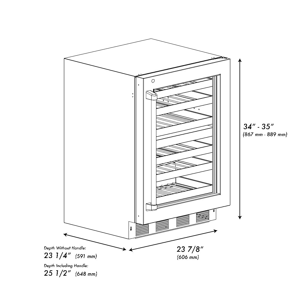 ZLINE Autograph Edition 24 Inch Dual Zone 44 Bottle Wine Cooler Refrigerator - Stainless Steel Glass Door & Matte Black Handle - Perfect for Home Bars, Wine Cellars, and Entertaining Spaces (RWDOZ SN 24 MB)