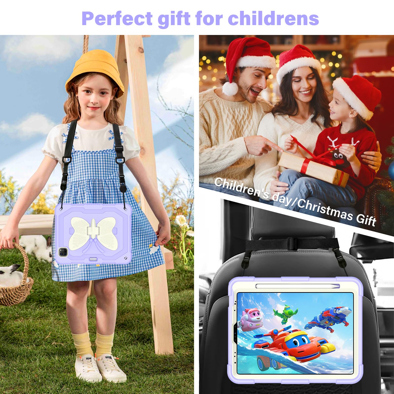 iPad Pro 11 Inch Case for Kids with Pencil Holder - Compatible with iPad Air 5th/4th Gen 10.9